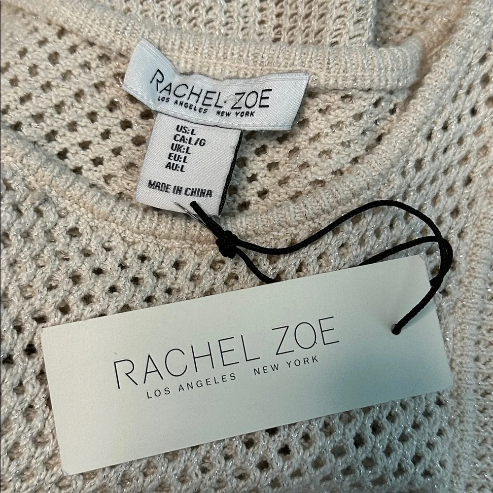 Rachel Zoe Crochet Bodycon Maxi Dress Metallic Tan Size Large - Picture 15 of 16